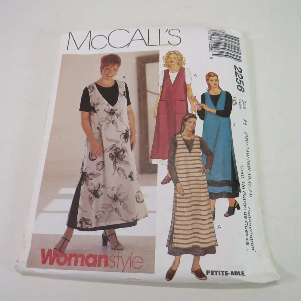 McCall's 2256 sewing pattern size 22 to 26 w, 40-44  EASY dress, jumper UNCUT